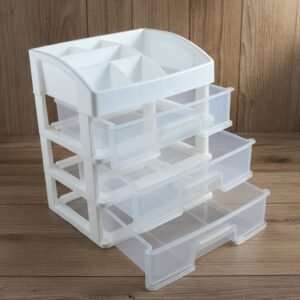3 Layer Desktop Storage Organizer – Transparent Sliding Drawers