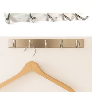 Stainless Steel Coat Hook Rack – 5-Hook Durable Wall Organizer