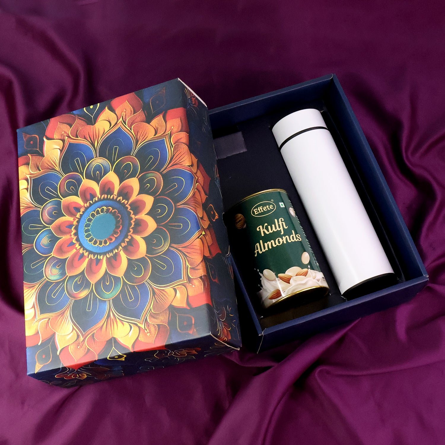 Kulfi Almonds Gift Hamper – Festive Combo with Stainless Steel Bottle