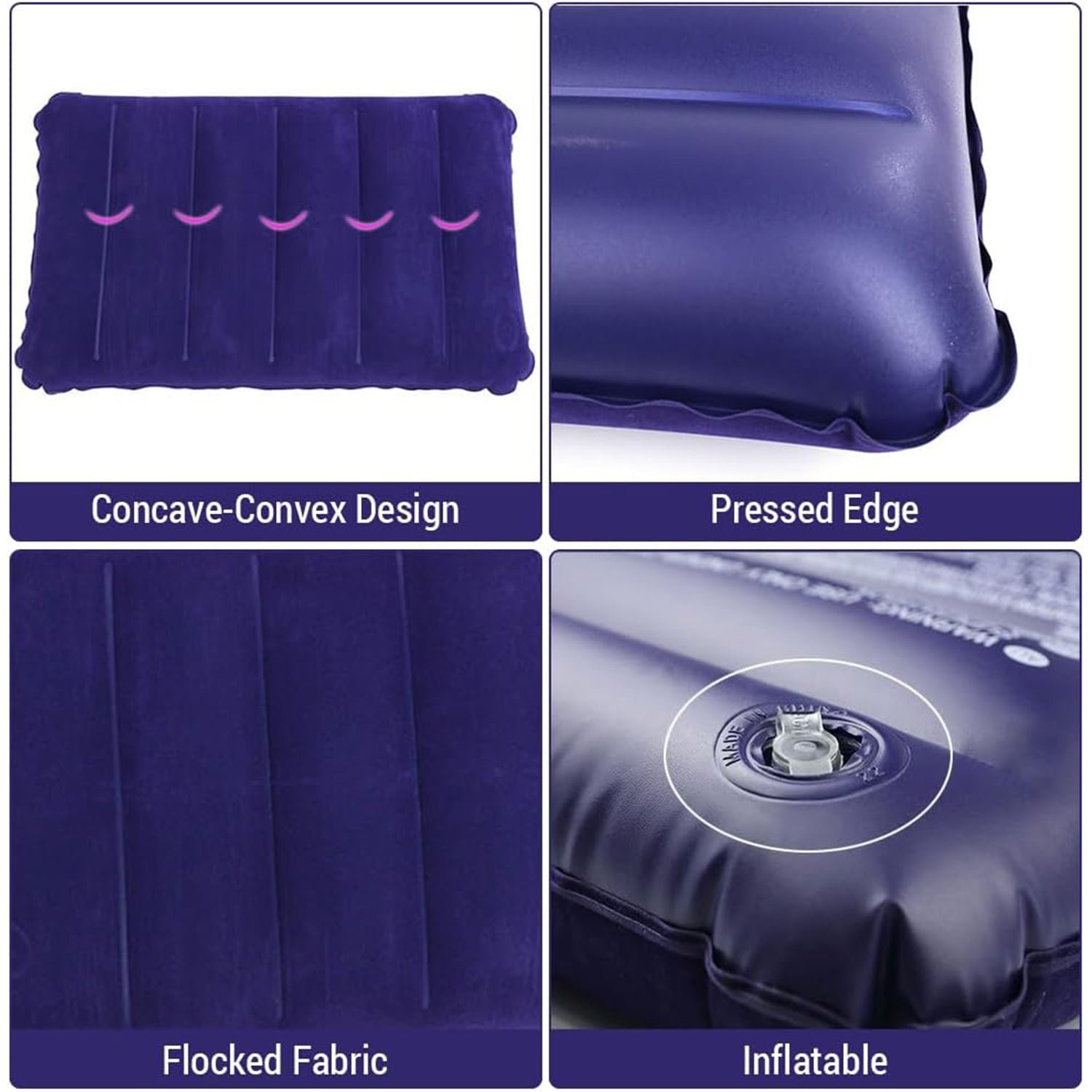 Inflatable Travel Pillow – Velvet Air Comfort (Blue) | PillowTrek