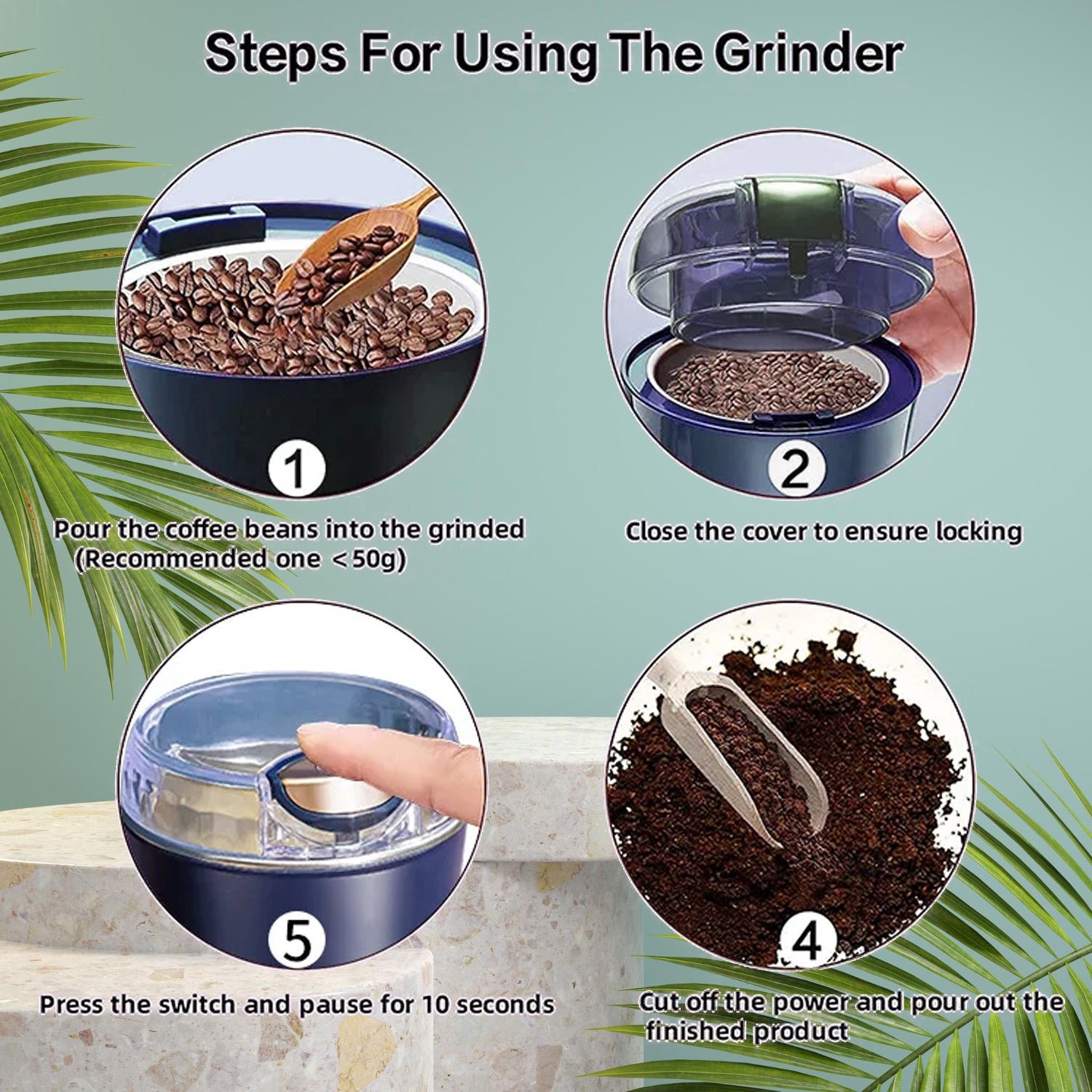 Coffee Grinder Blender – Portable 4-Blade Mini Mixer | Dabster