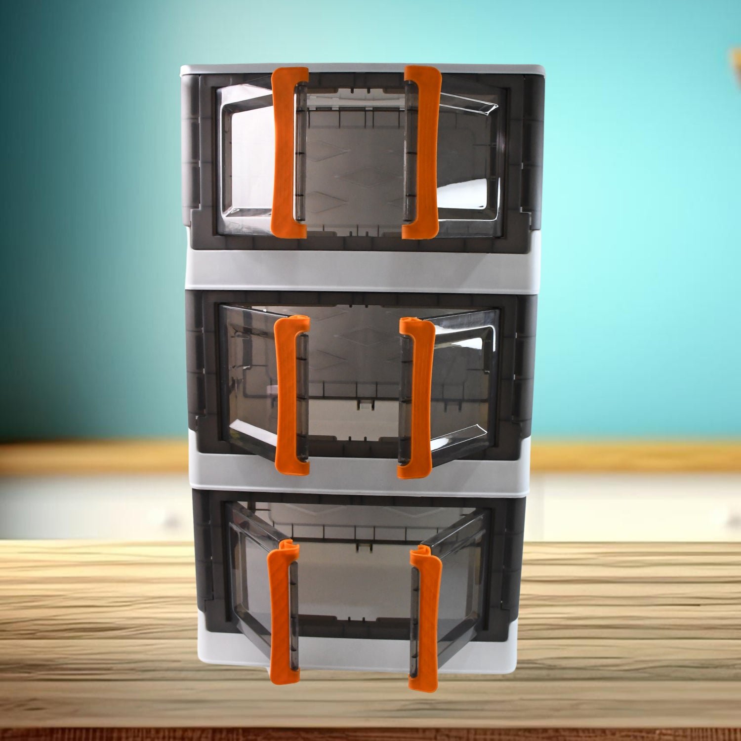Plastic Folding Wardrobe Organizer – Space-Saving 3-Layer Unit