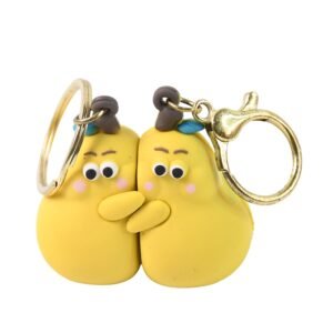Cute Cartoon Couple Keychain Set – Soft Rubber 2-in-1 Hugging Pair