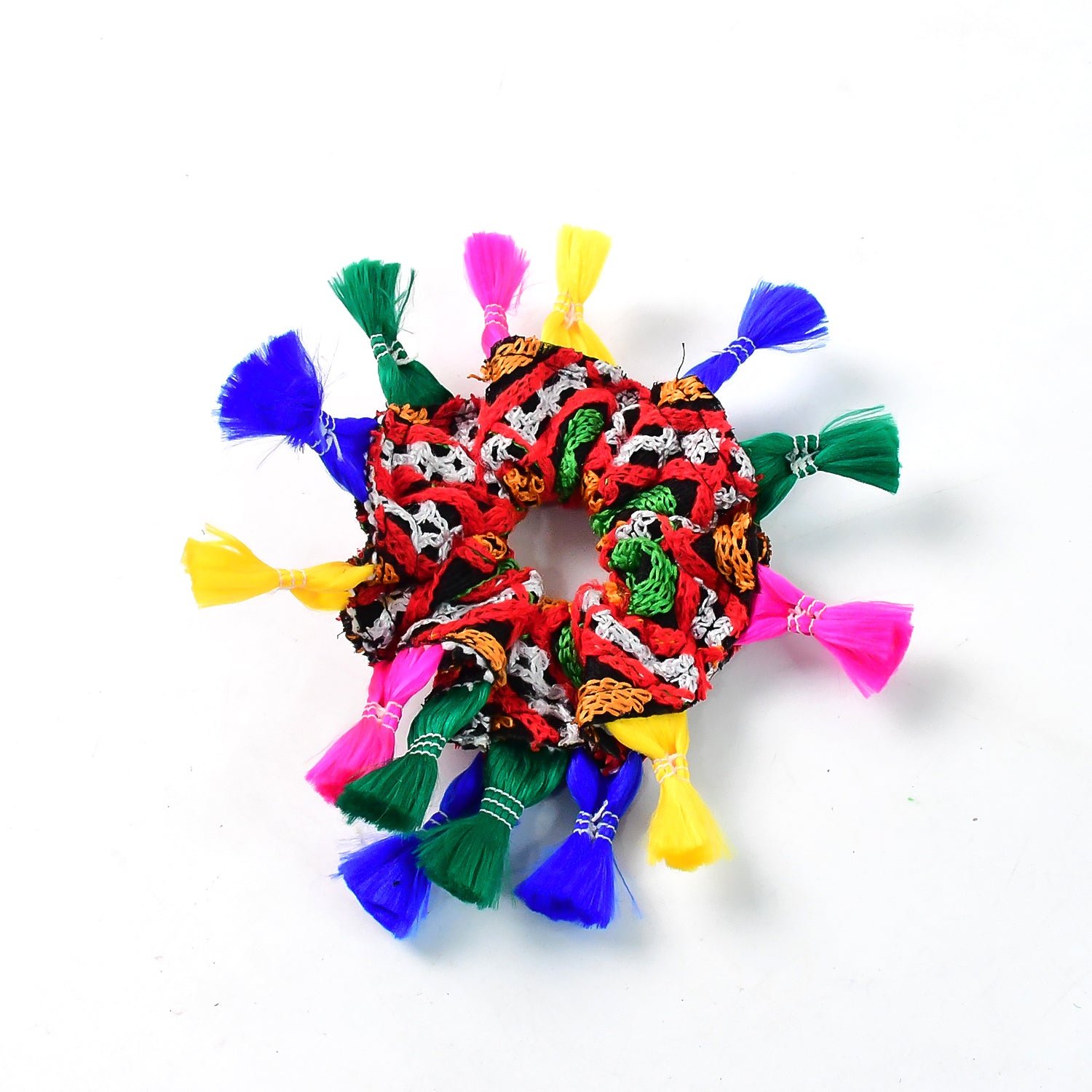 Navratri Hair Bun – Vibrant Multicolor Tassel Juda Accessory