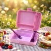 Leak Proof Lunch Box with 3 Compartments and Spoon Set