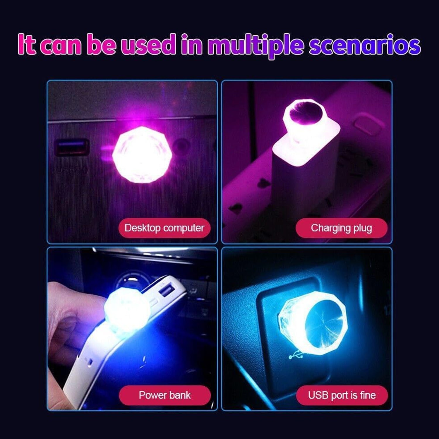 USB Car Interior Light – Diamond Shape LED Lamp |