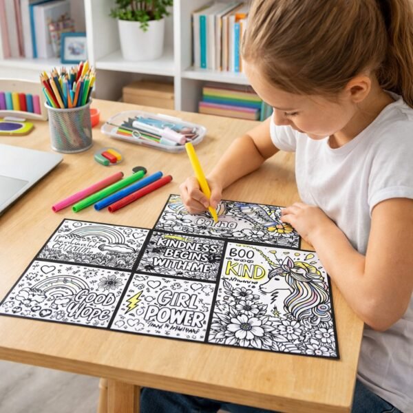 Kids Colouring & Activity Poster Set – 11 Inspiring Art Sheets