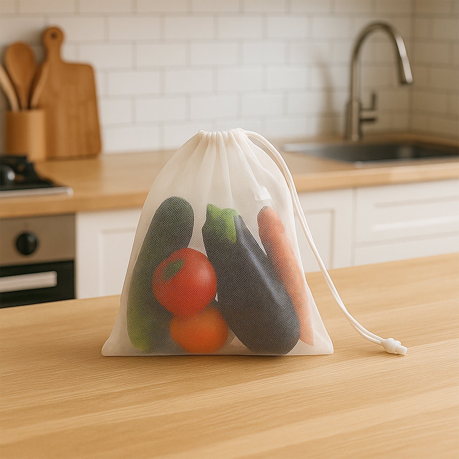 Reusable Mesh Produce Bags – Eco-Friendly Grocery Storage Set