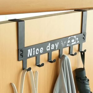 Carbon Steel Over Door Hook Rack – Heavy-Duty 6 Hooks for Organizing