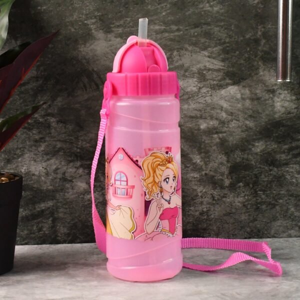 Kids Water Bottle 550ML – Leakproof with Cartoon Print & Strap