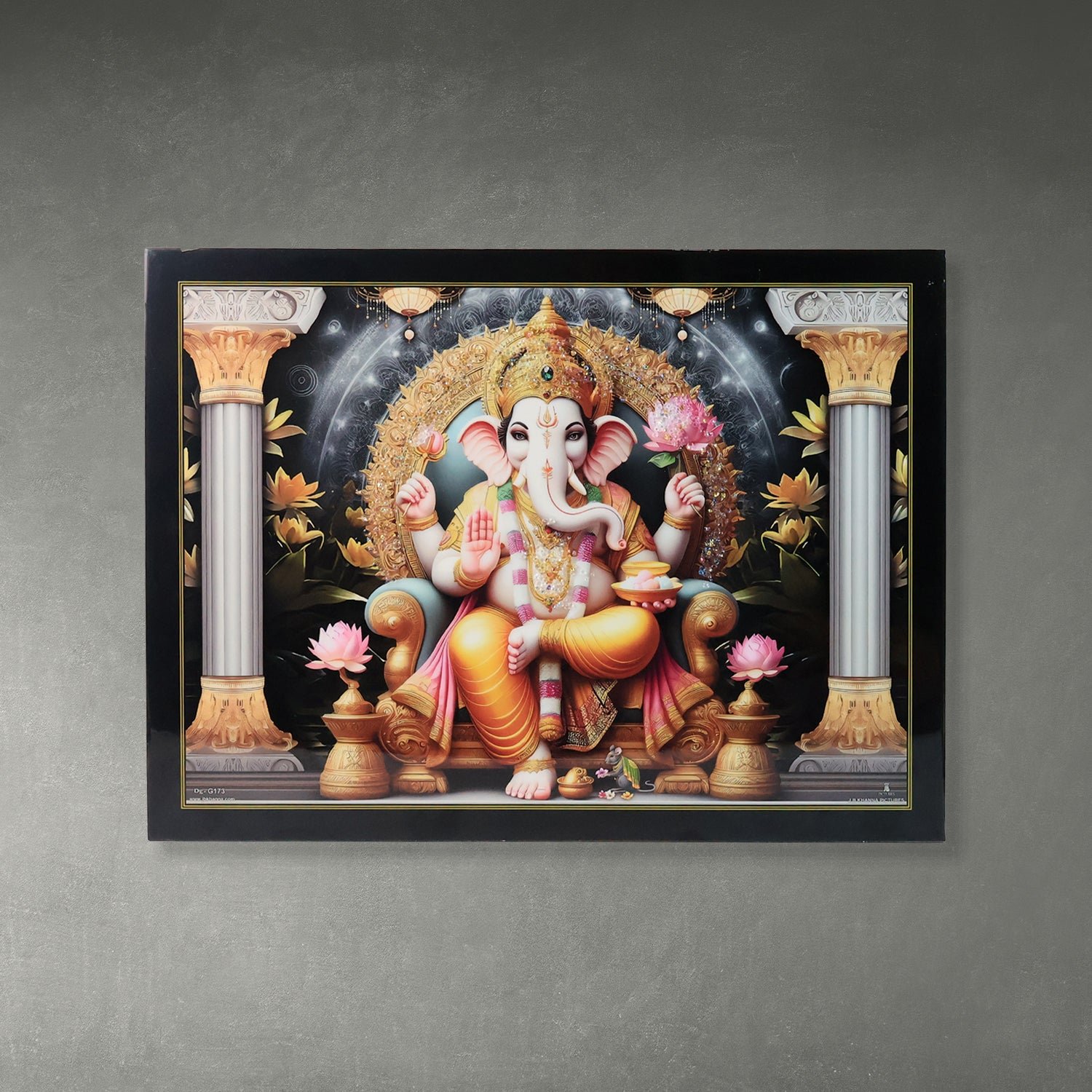 Lord Ganesha Wall Painting – 60x45 cm Wooden Frame Decor