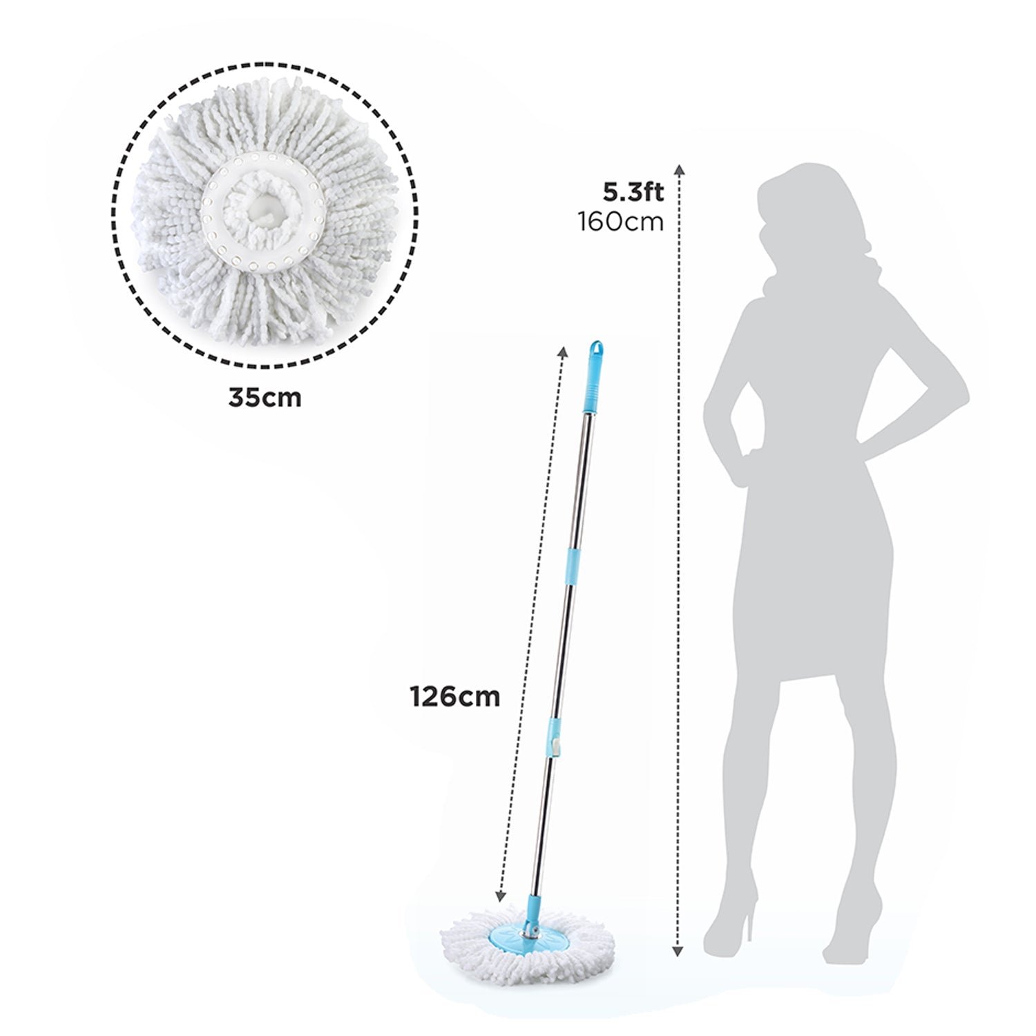 360 Spin Mop with Wheels – Microfiber, Auto-Fold Handle | Ganesh