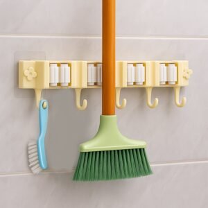 Broom & Mop Holder – Self-Adhesive Wall-Mount Organizer