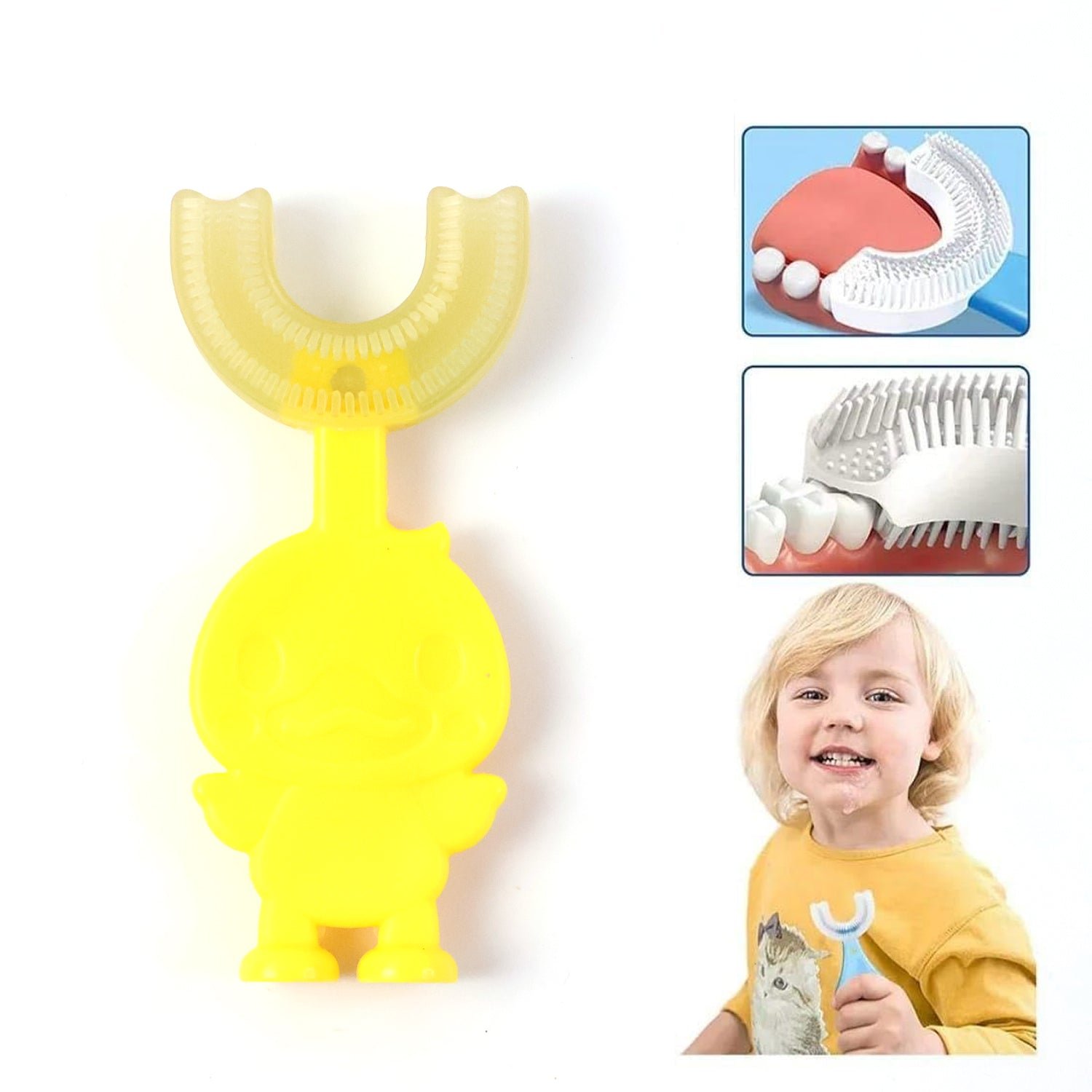 Baby Toothbrush – Cute Duck U-Shape Soft Silicone 360° Brush