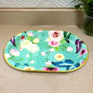 Plastic Serving Tray – Flower Print Design, 35x24cm | Serve Stellar