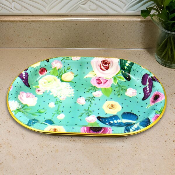Plastic Serving Tray – Flower Print Design, 35x24cm | Serve Stellar