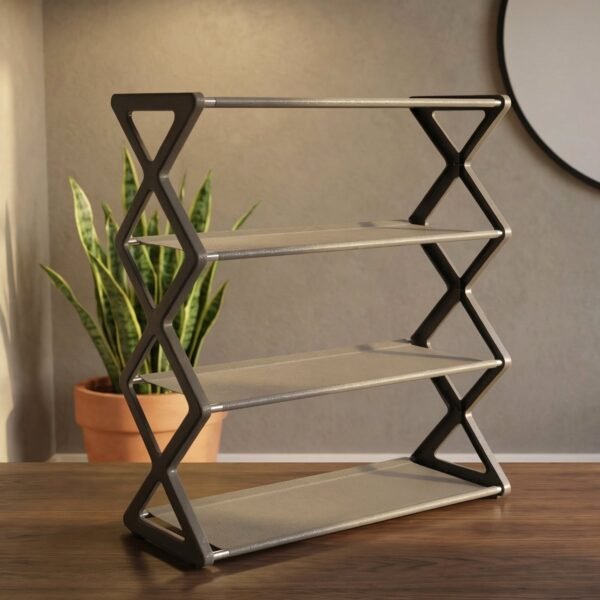 4 Layer Foldable Shoe Rack – Space-Saving Storage Solution
