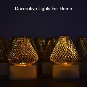 LED Flameless Candle Lights – Set of 12 with Golden Net Cover