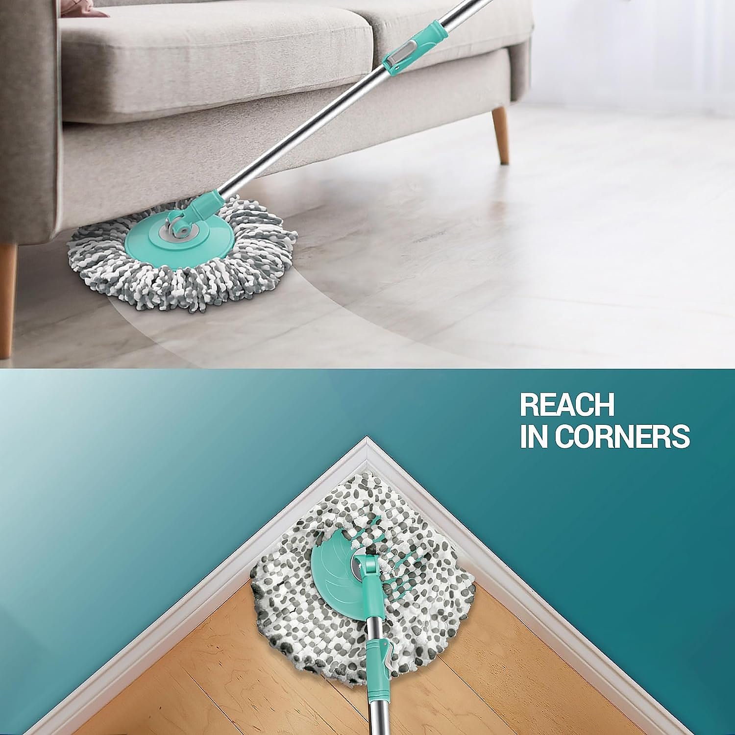 Spin Mop with Bucket – Steel Spin & Microfiber Heads | Ganesh