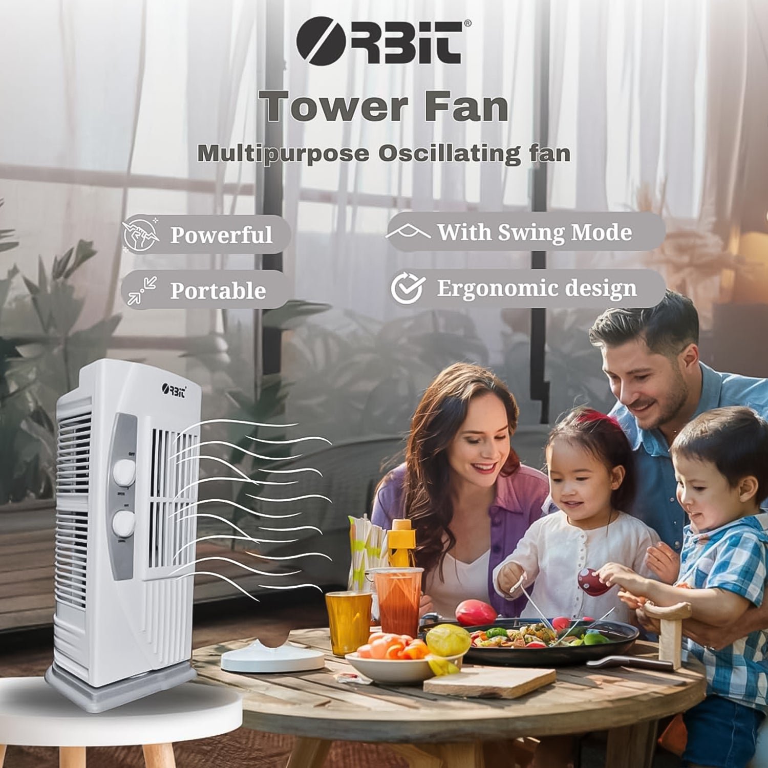 Orbit Micro Oscillating Tower Fan – Compact Adjustable Speed Fan