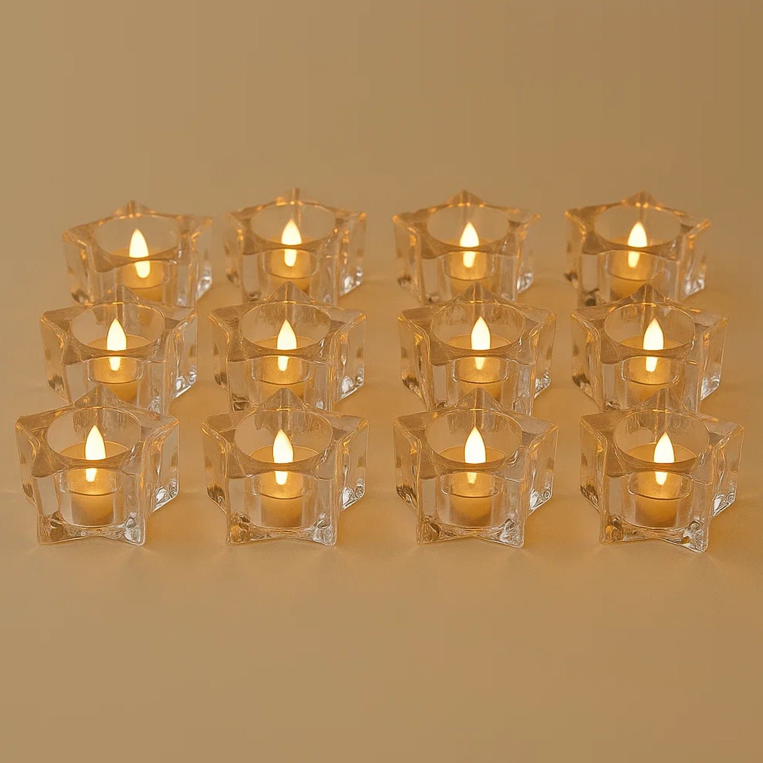 LED Crystal Effect Flameless Candles – Set of 12 Decorative Tealights