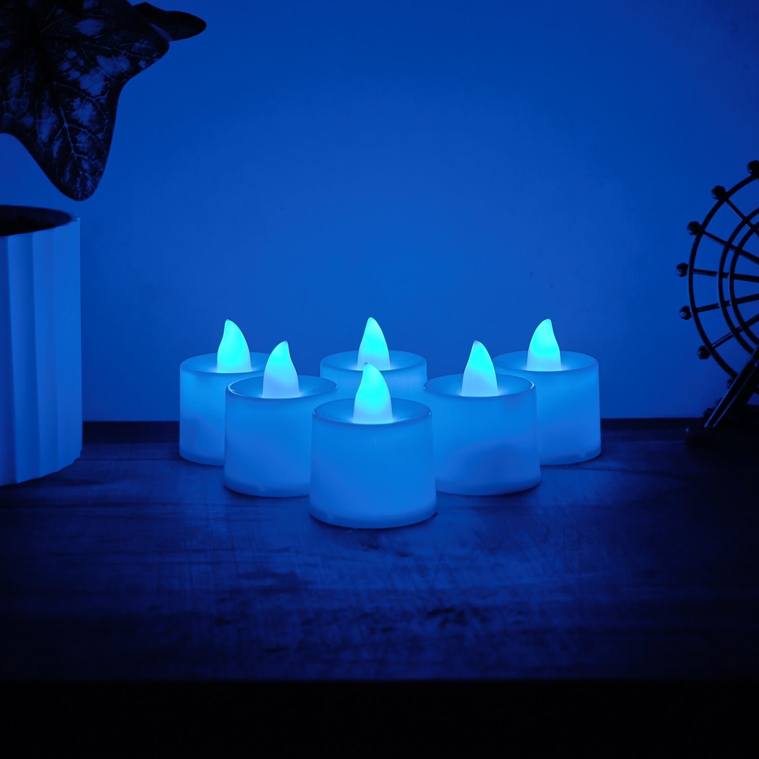 Blue LED Tea Light Candles – Safe Flameless Set of 6