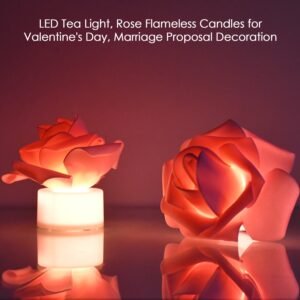 Rose LED Flickering Tealight Candles – Romantic Flameless Glow