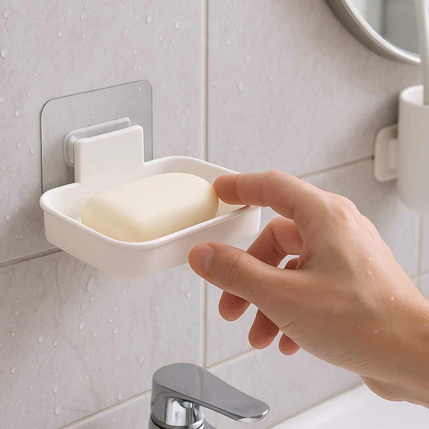 Wall Mounted Soap Dish Holder – Self Adhesive with Drainage