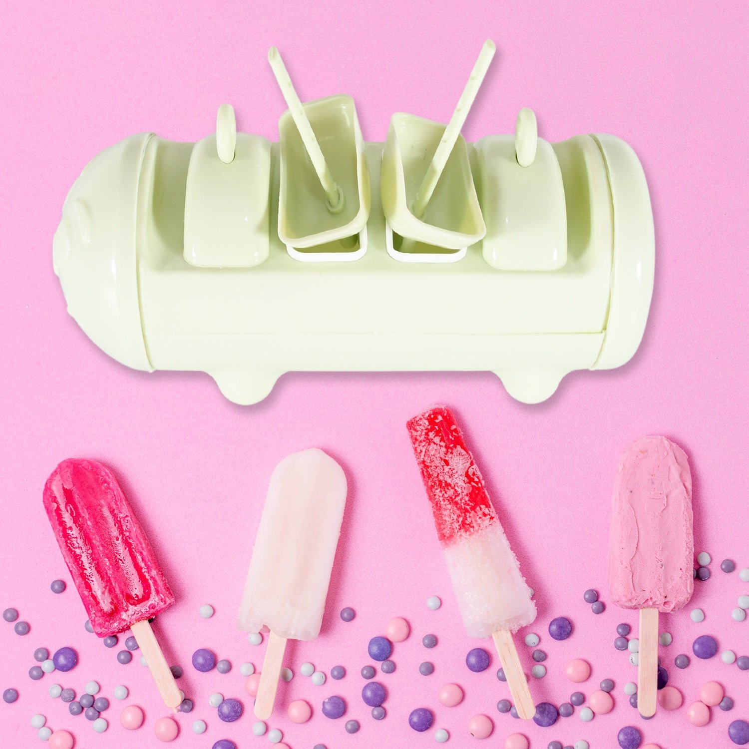 Cartoon Ice Candy Mold – 4-Cup Set for DIY Popsicles | ChillPour