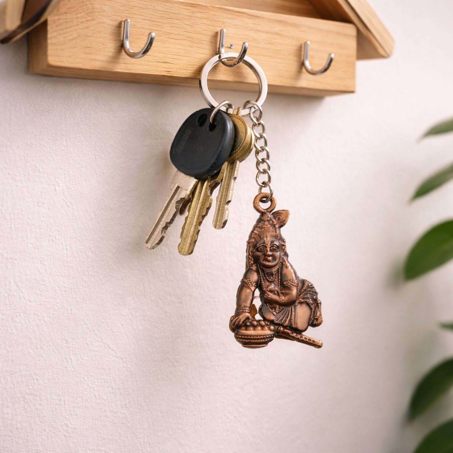 Bal Krishna Makhan Chor Keychain – Premium Antique Gold Finish