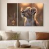 Lion Cub Wall Art – Vibrant 3-Panel MDF Wall Decor