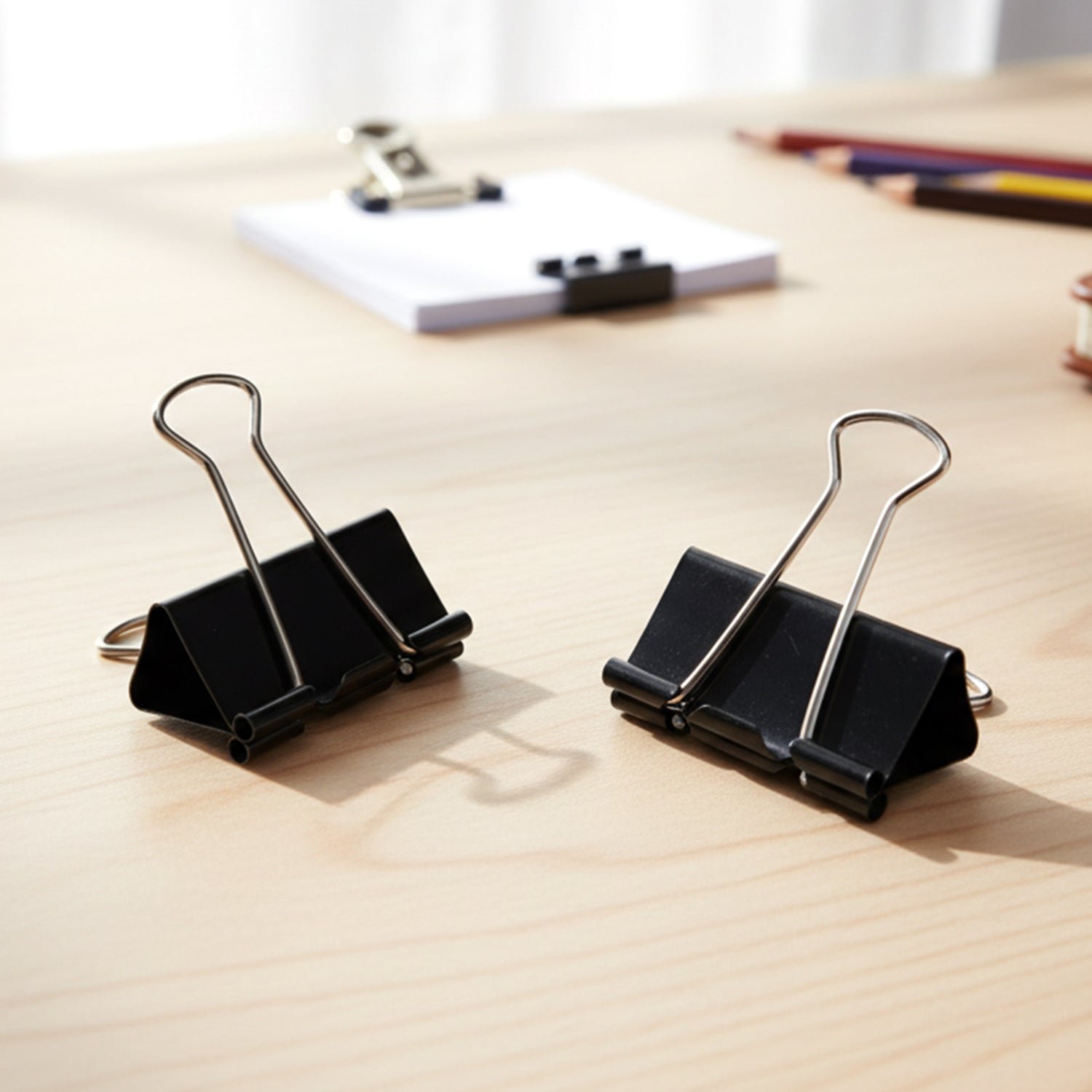 Black Metal Binder Clips – Strong 15mm Paper Holders, 12-Pack