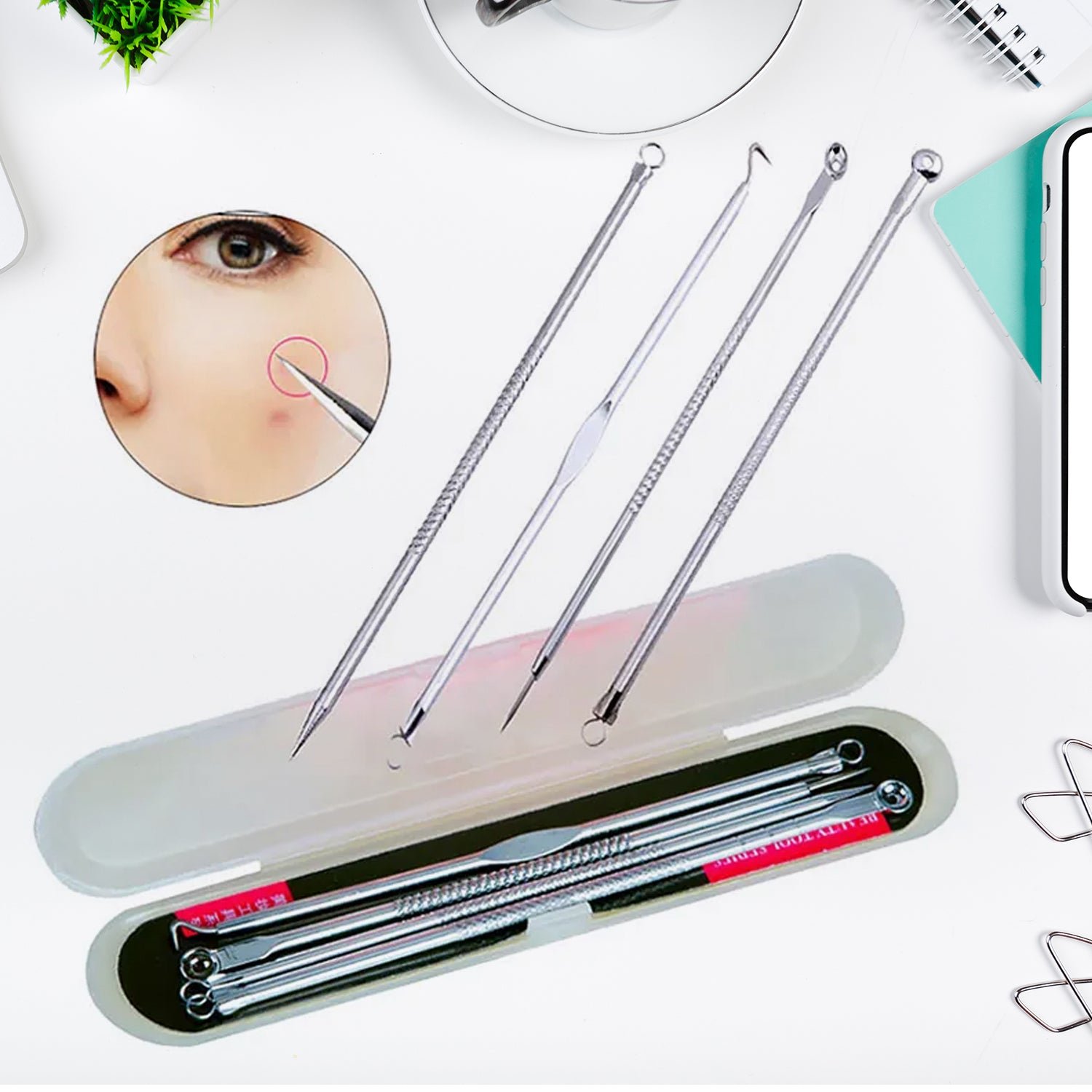 Blackhead Remover Tool – 4-in-1 Stainless Steel Extractor | ToolMate Pro