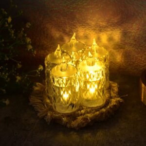 LED Crystal Flameless Candle Set – Elegant 6-Piece Décor