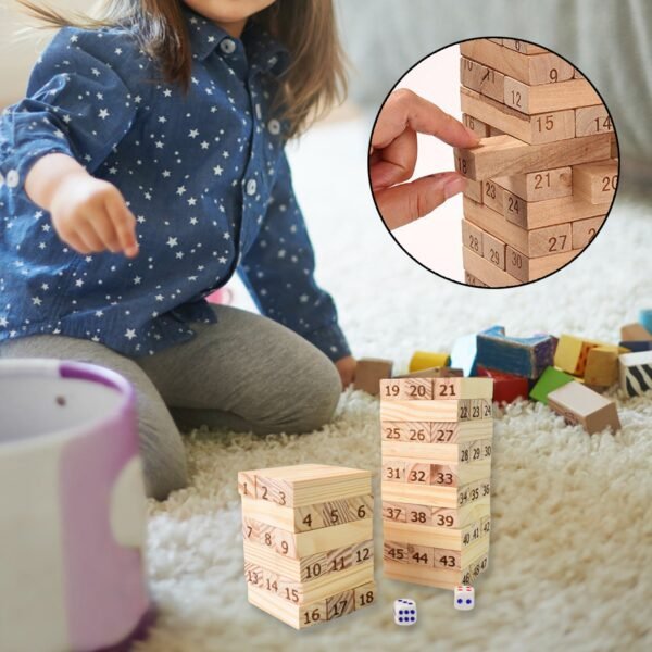 Wooden Tumbling Tower Game – 48pc Family Stacking Blocks | Puzzle Vista