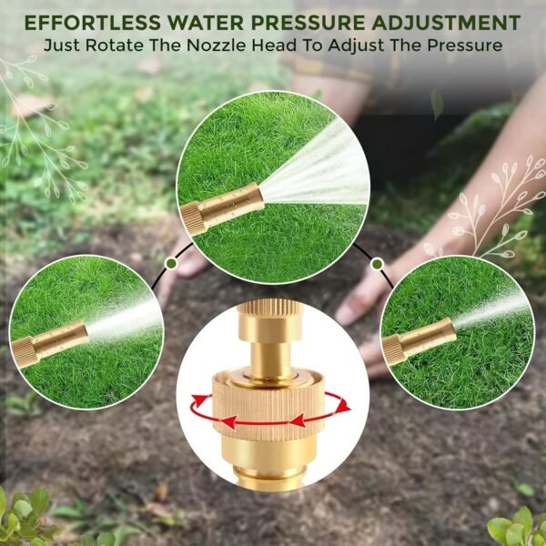 Heavy Duty Brass Garden Hose Nozzle – Adjustable Water Spray for Outdoor Use
