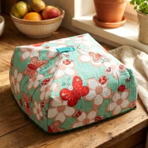 Foldable Food Cover – Reusable Mesh with Butterfly Print