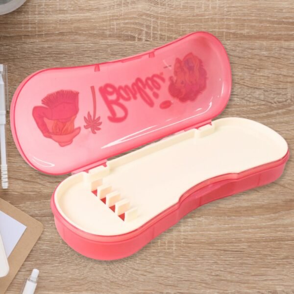 Plastic Compass Box for Kids – Cute Cartoon Dual Tray Organizer