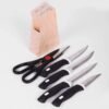 Kitchen Knife Set – 5-Piece Black Set with Wooden Block & Scissors