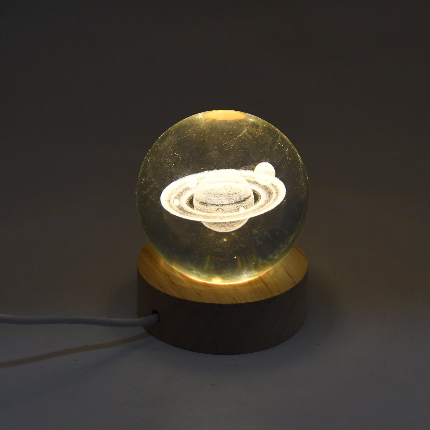 Astronaut Crystal Ball Lamp – 3D Night Light with Wood Base | Indo Glow