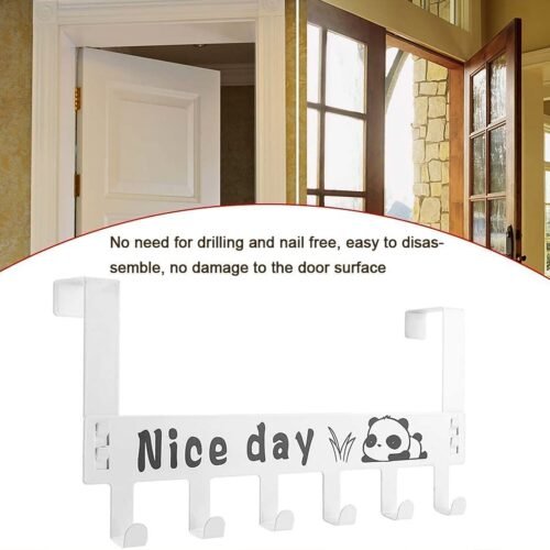 Over Door Hook Hanger Rack – Heavy-Duty 6-Hook Organizer