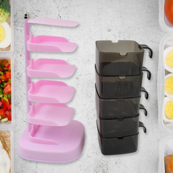Rotating Spice Rack – 5-Section Vertical Organizer | Lunchie Bunchie