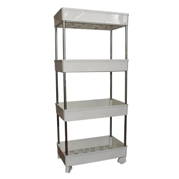 4 Layer Kitchen Rack – Durable Steel & Plastic Storage