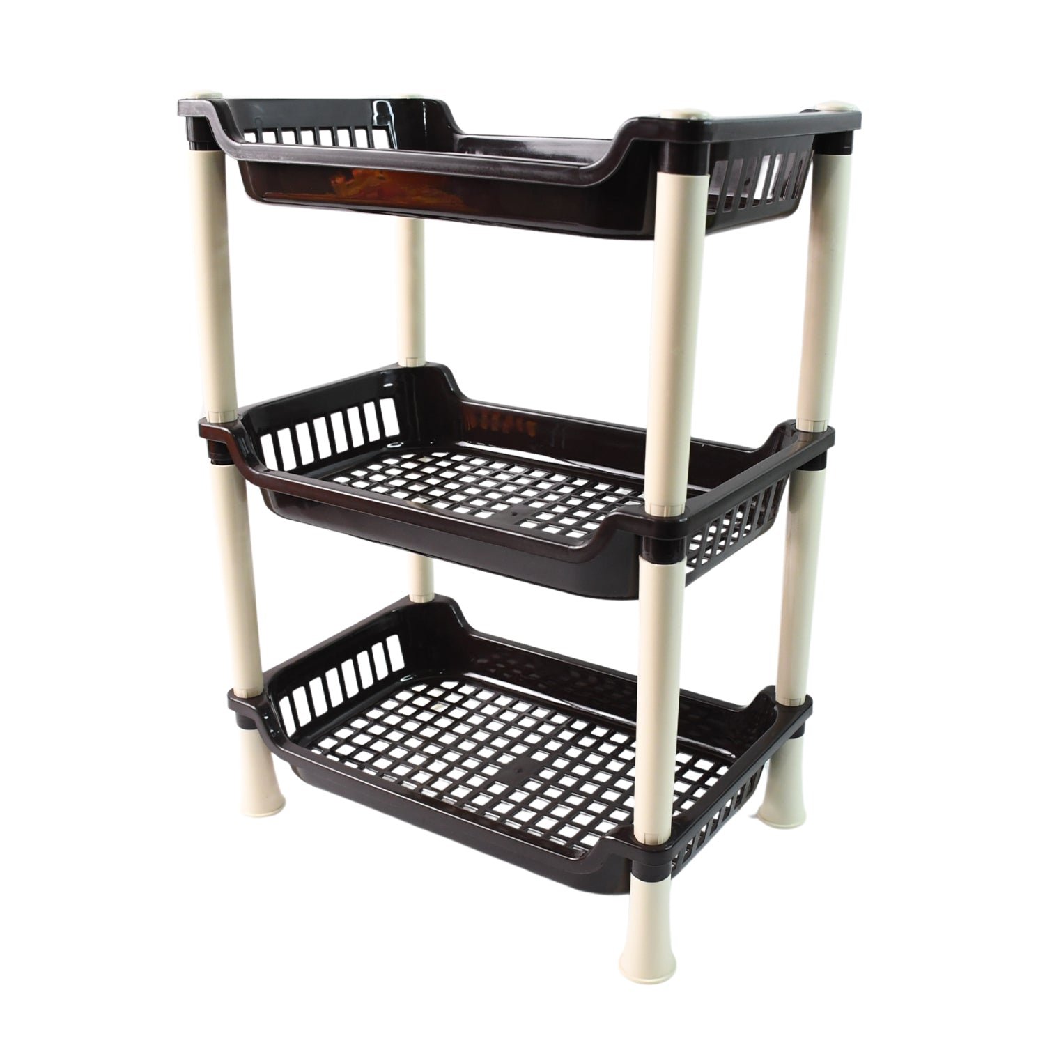 3-Tier Plastic Storage Rack – Durable & Space-Saving Organizer