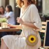 Mini Round Crossbody Purse – Trendy sunflower design for casual wear