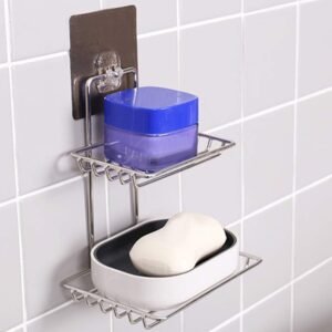 04_f23e4229-1c4b-433a-bf7d-7ff833f135ca Wall Mounted Soap Dish – Stainless Steel with Hooks | Velvet Organizers