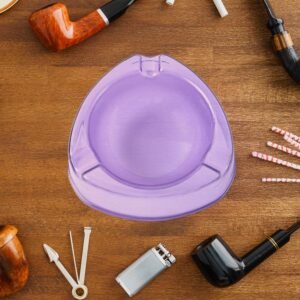 Transparent Purple Plastic Ashtray – Durable Heat-Resistant Design