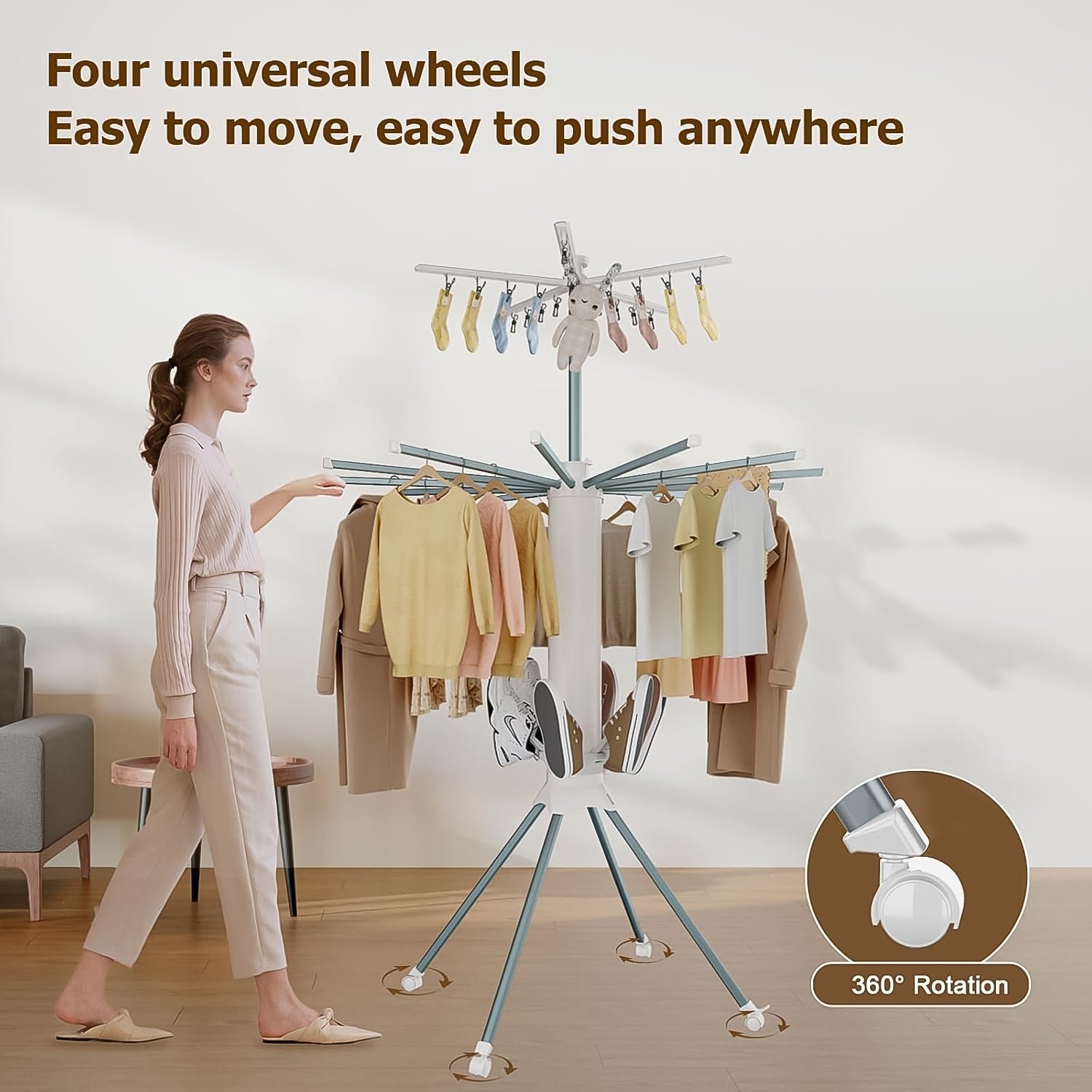 Clothes Drying Rack – Multi-Layer Foldable Design with Wheels, OCTOPUS RACK