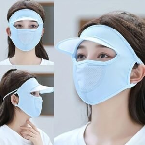 UV Protection Cap – Full Face Sun & Dust Shield for Women with Visor