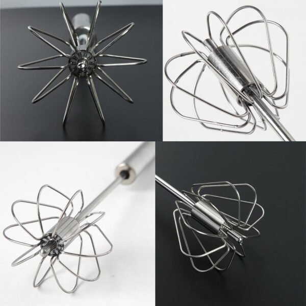 Stainless Steel Egg Whisk Hand Push Rotary Blender 27 cm